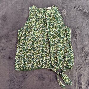 Floral green blouse tank top
